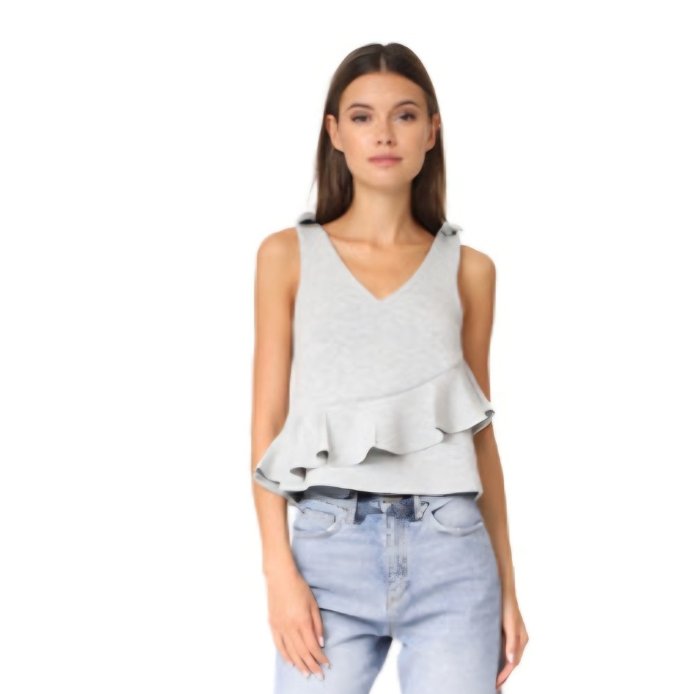 Club Monaco Phili Bow Shoulder Accent Rouche Cropped Baby Doll Tank Top sz M